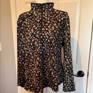 Talbots Cream and Black Quarter-Zip Pullover